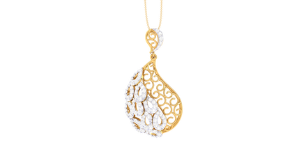 Filigree Teardrop Pendant In Yellow Gold - 0.82 Ct Dazzling Diamonds