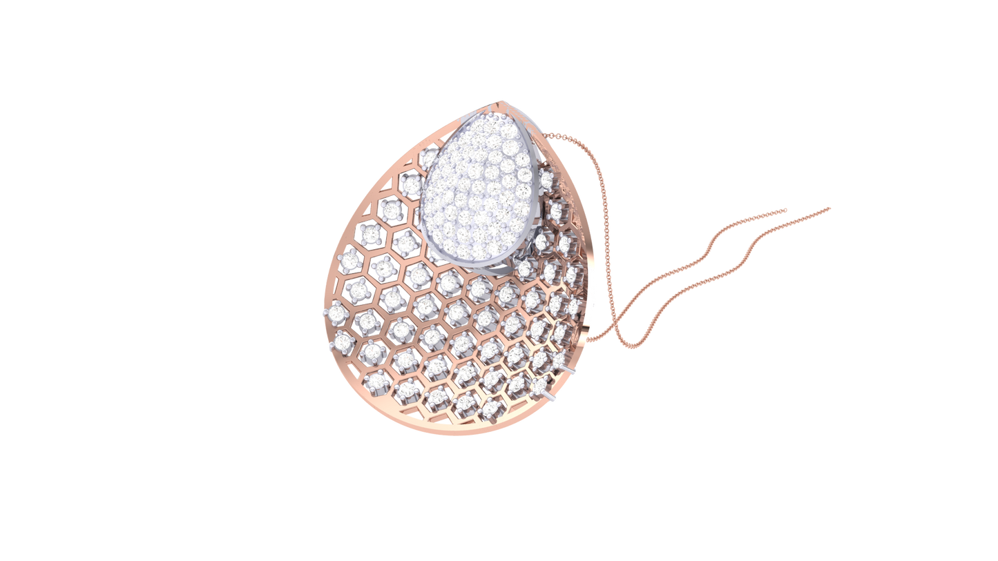 Woven Solitaire Gold Pendent - 0.95 Ct Briliant Cut Diamonds