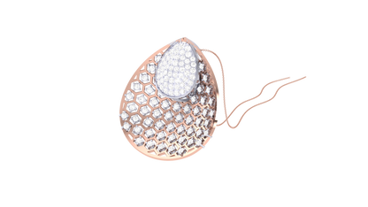 Woven Solitaire Gold Pendent - 0.95 Ct Briliant Cut Diamonds