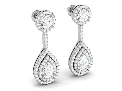 Teardrop Double Halo Drop Earrings In Rose Gold - 5.02 Ct Round Brilliant Cut Diamonds