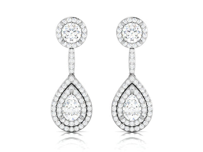 Teardrop Double Halo Drop Earrings In Rose Gold - 5.02 Ct Round Brilliant Cut Diamonds