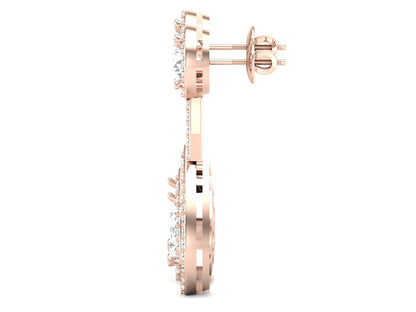 Teardrop Double Halo Drop Earrings In Rose Gold - 5.02 Ct Round Brilliant Cut Diamonds