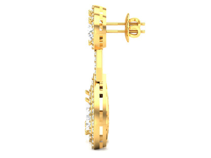 Teardrop Double Halo Drop Earrings In Rose Gold - 5.02 Ct Round Brilliant Cut Diamonds