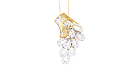 Feather-Inspired Geometric Diamond Pendant In Gold - 0.70 Ct Brilliant Cut