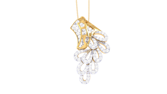 Feather-Inspired Geometric Diamond Pendant In Gold - 0.70 Ct Brilliant Cut