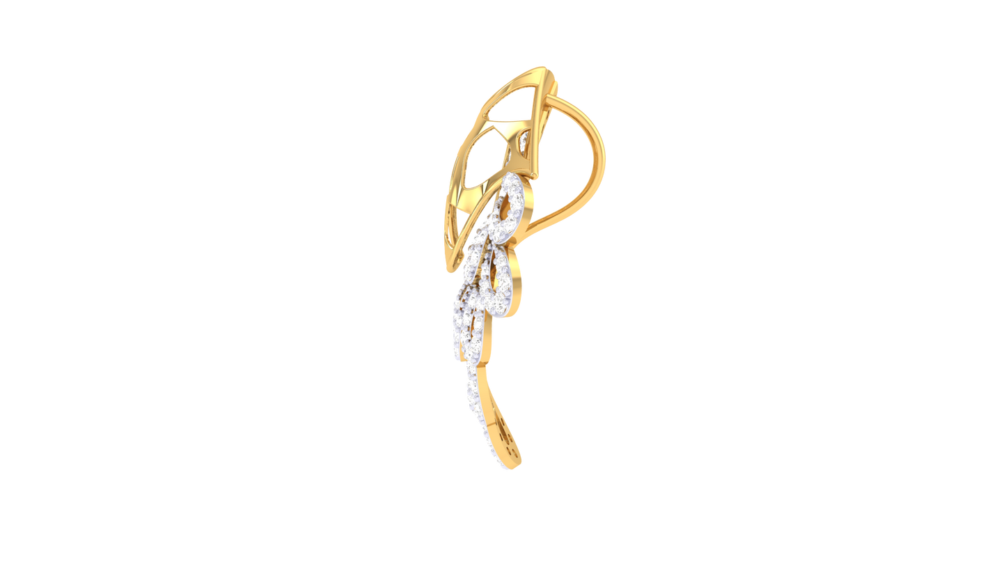 Feather-Inspired Geometric Diamond Pendant In Gold - 0.70 Ct Brilliant Cut