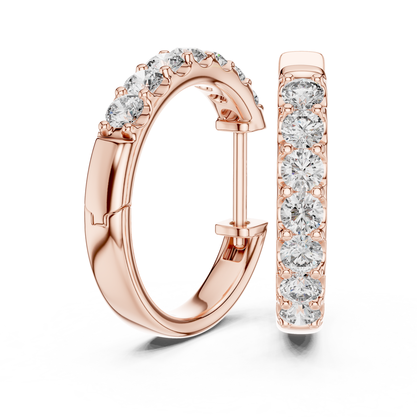 0.7 CTW Gold Inline Diamond Huggie Hoops Earrings