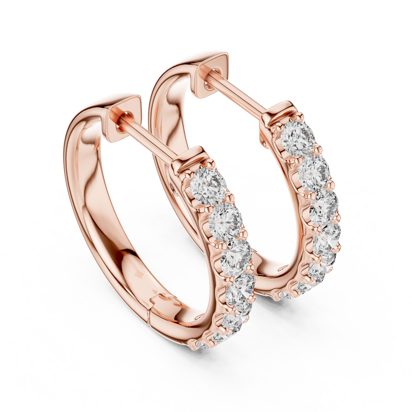 0.7 CTW Gold Inline Diamond Huggie Hoops Earrings