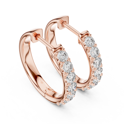 0.7 CTW Gold Inline Diamond Huggie Hoops Earrings