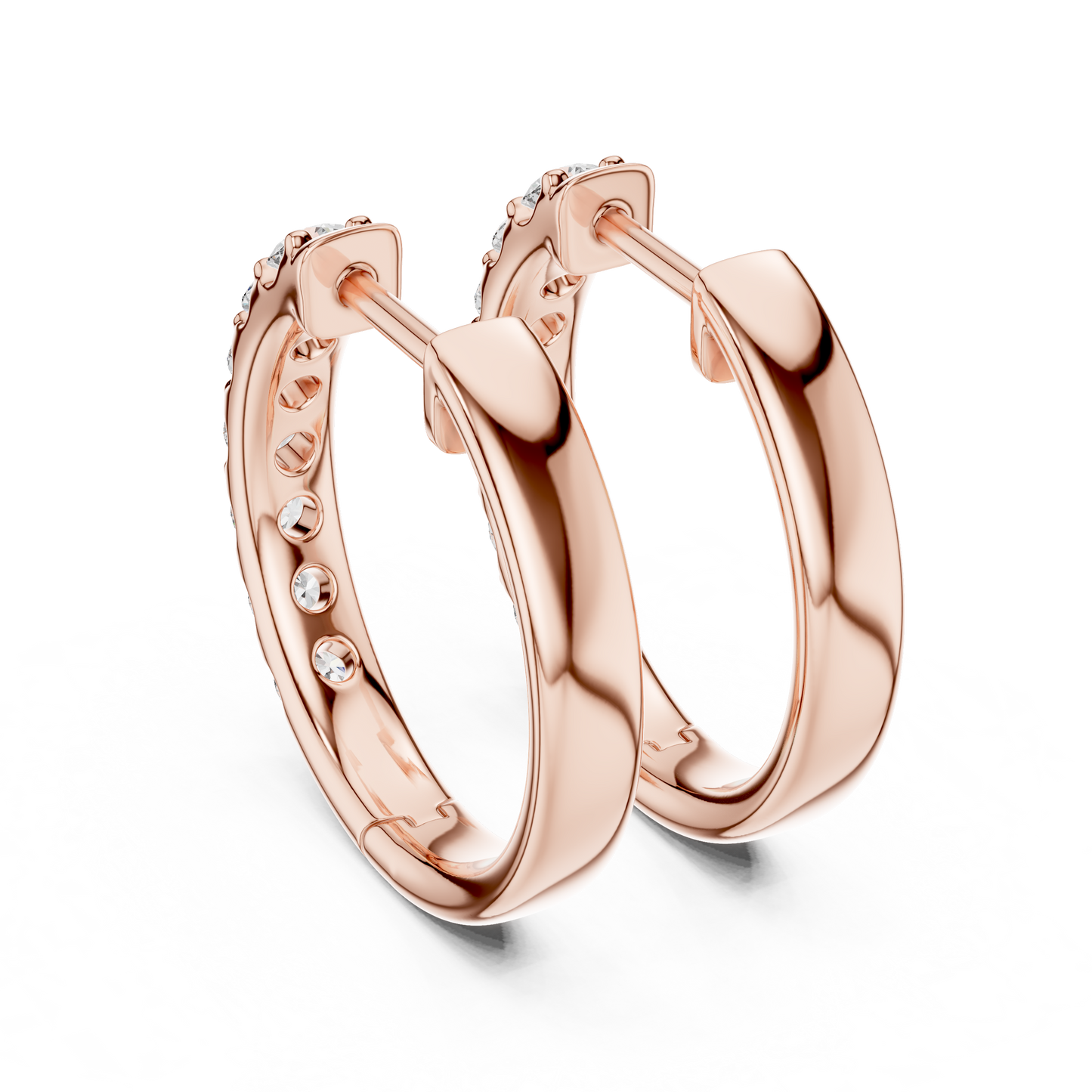 0.7 CTW Gold Inline Diamond Huggie Hoops Earrings