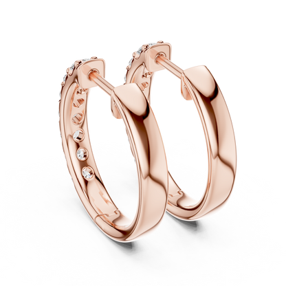 0.7 CTW Gold Inline Diamond Huggie Hoops Earrings