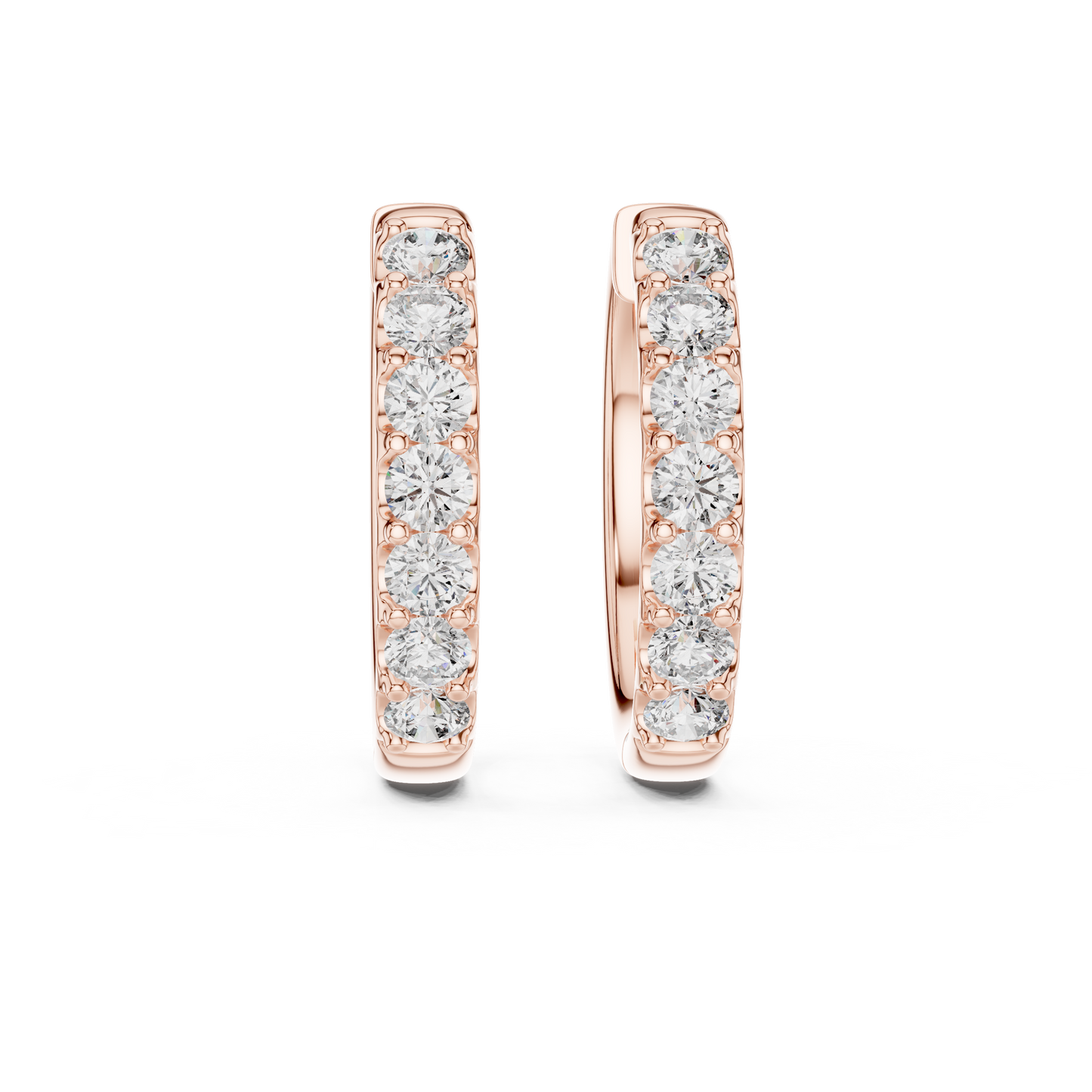 0.7 CTW Gold Inline Diamond Huggie Hoops Earrings