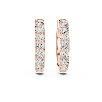 0.7 CTW Gold Inline Diamond Huggie Hoops Earrings