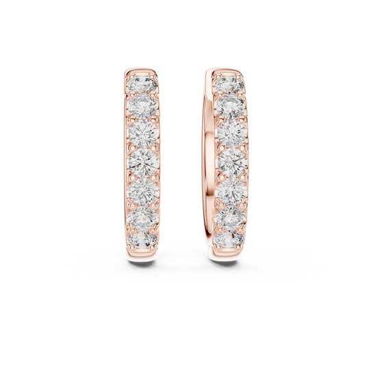 0.7 CTW Gold Inline Diamond Huggie Hoops Earrings