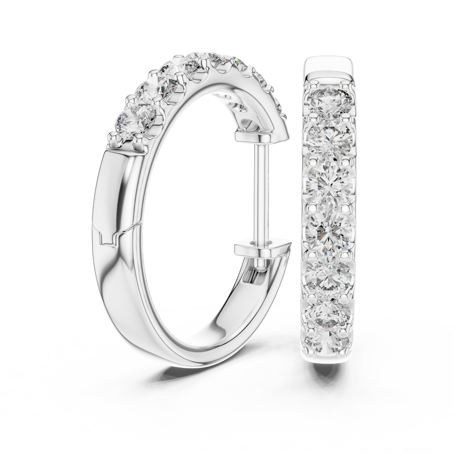 0.7 CTW Gold Inline Diamond Huggie Hoops Earrings