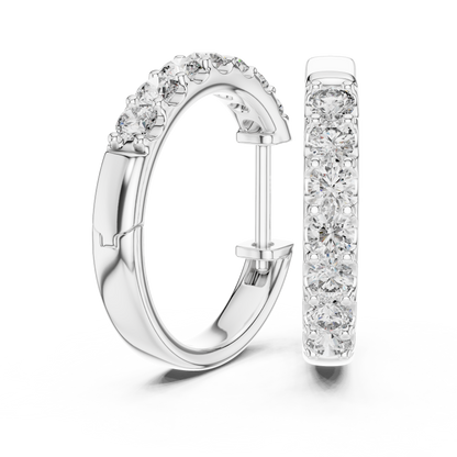 0.7 CTW Gold Inline Diamond Huggie Hoops Earrings