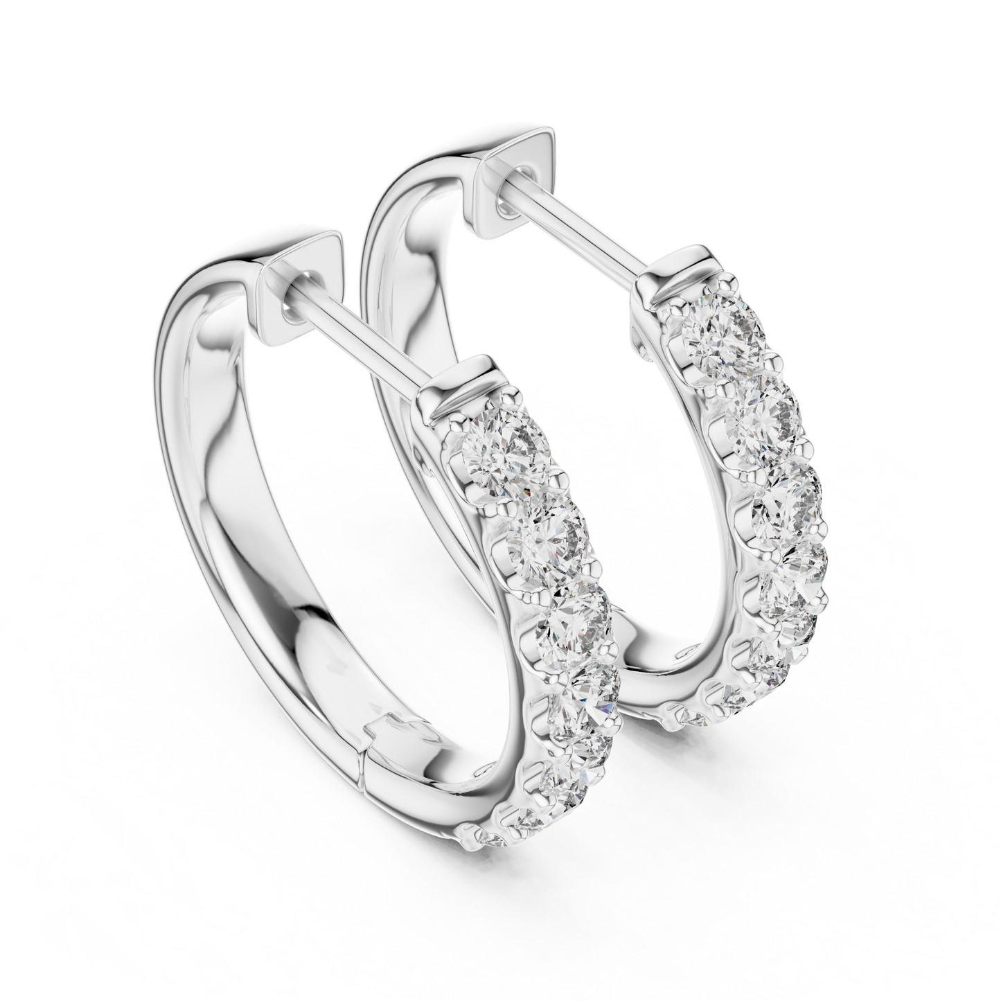 0.7 CTW Gold Inline Diamond Huggie Hoops Earrings