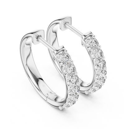 0.7 CTW Gold Inline Diamond Huggie Hoops Earrings