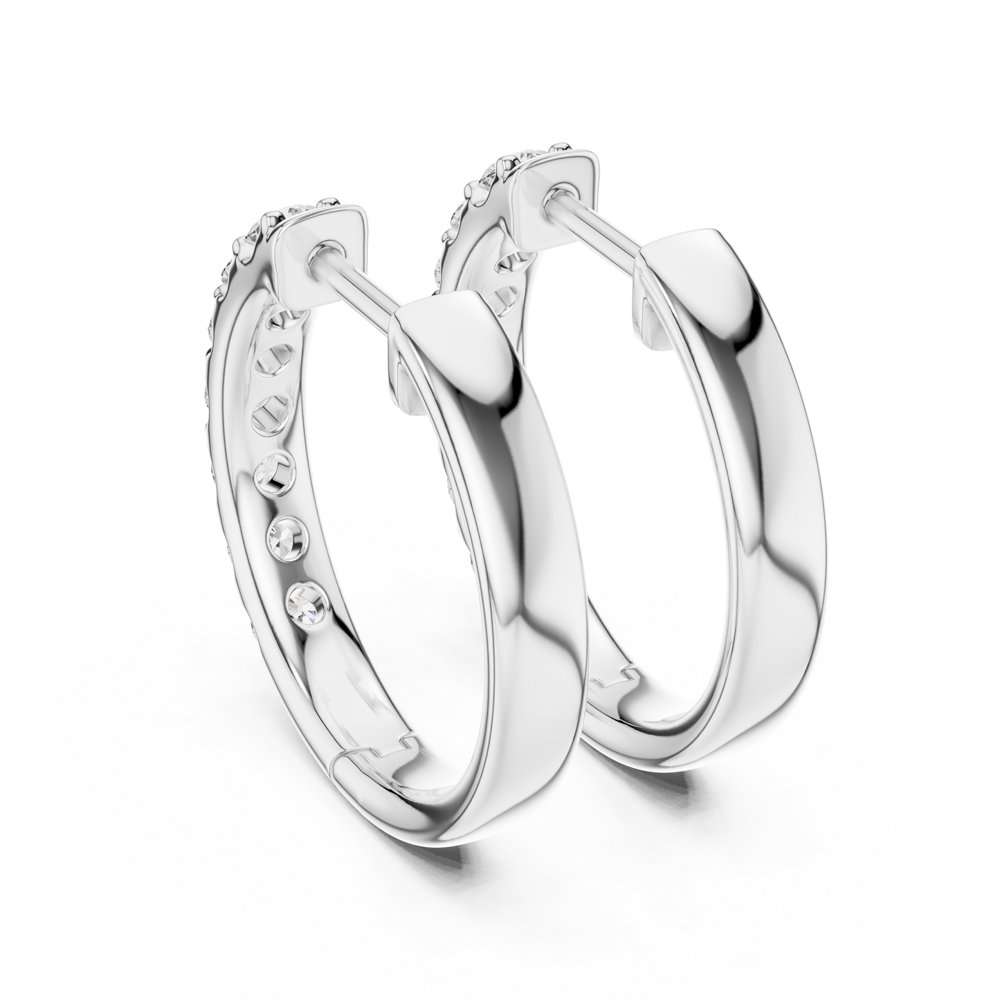 0.7 CTW Gold Inline Diamond Huggie Hoops Earrings