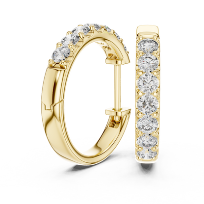0.7 CTW Gold Inline Diamond Huggie Hoops Earrings