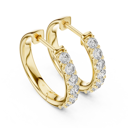 0.7 CTW Gold Inline Diamond Huggie Hoops Earrings