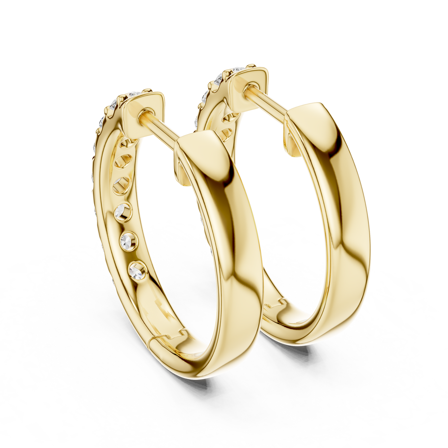 0.7 CTW Gold Inline Diamond Huggie Hoops Earrings