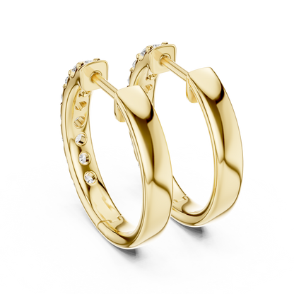 0.7 CTW Gold Inline Diamond Huggie Hoops Earrings