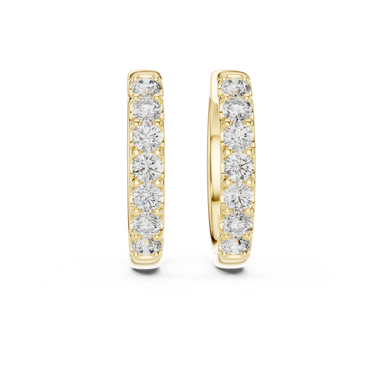 0.7 CTW Gold Inline Diamond Huggie Hoops Earrings