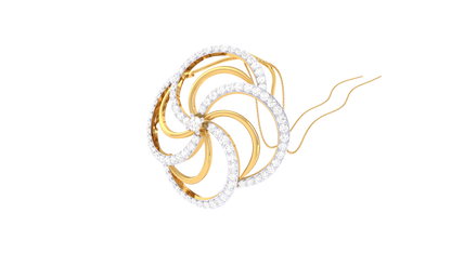 Golden Spiral Petal Pendant - 0.63 Ct Shimmering Diamonds