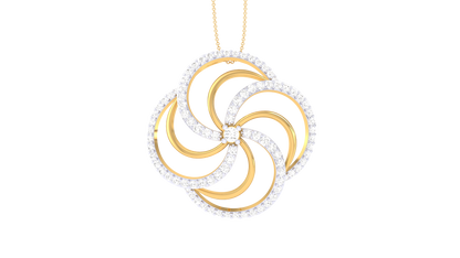 Golden Spiral Petal Pendant - 0.63 Ct Shimmering Diamonds
