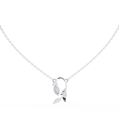 Golden Leaf Marquise Solitaire Necklace Pendent- 0.6 Ct Diamonds
