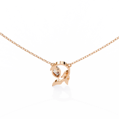Golden Leaf Marquise Solitaire Necklace Pendent- 0.6 Ct Diamonds
