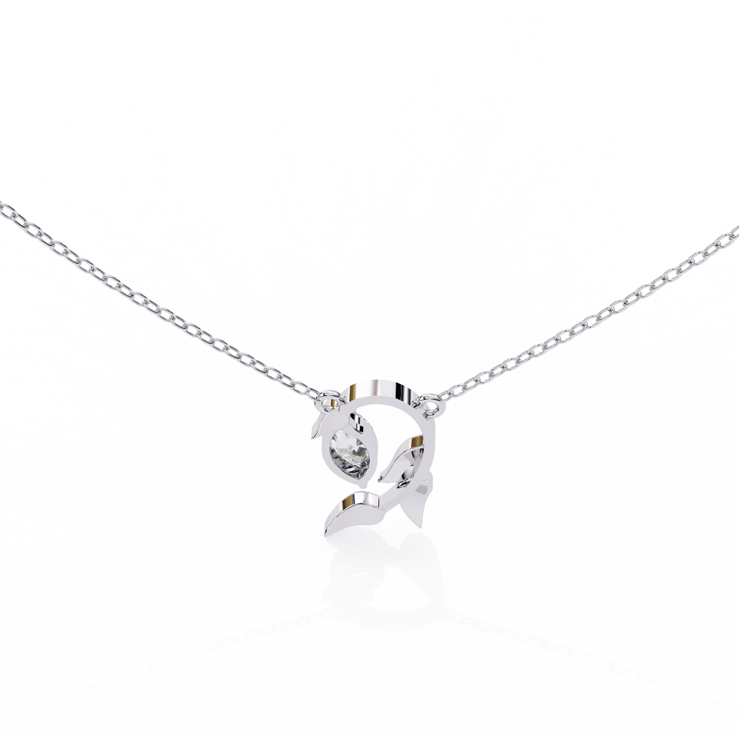Golden Leaf Marquise Solitaire Necklace Pendent- 0.6 Ct Diamonds