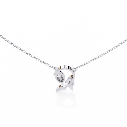 Golden Leaf Marquise Solitaire Necklace Pendent- 0.6 Ct Diamonds