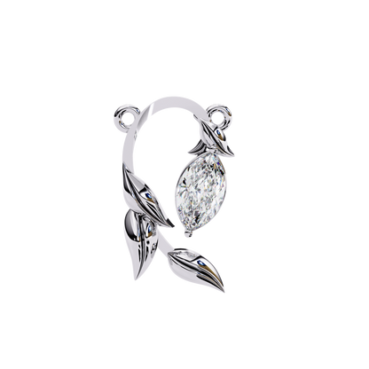 Golden Leaf Marquise Solitaire Necklace Pendent- 0.6 Ct Diamonds