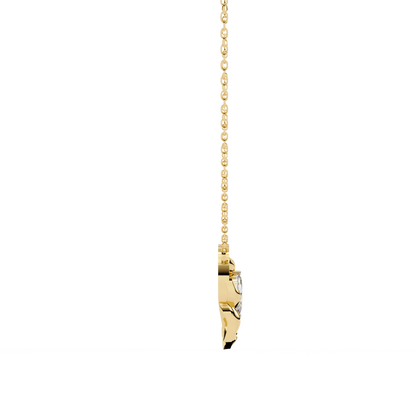 Golden Leaf Marquise Solitaire Necklace Pendent- 0.6 Ct Diamonds