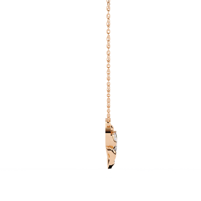 Golden Leaf Marquise Solitaire Necklace Pendent- 0.6 Ct Diamonds