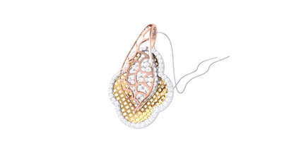 Floral Lattice Clover Pendant In Gold - 0.82 Ct Brilliant Cut Diamonds