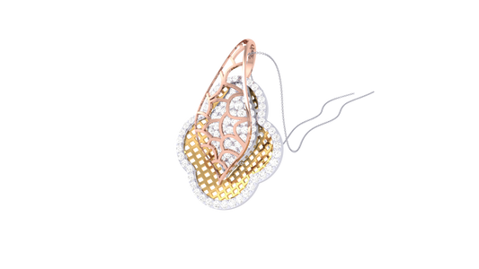 Floral Lattice Clover Pendant In Gold - 0.82 Ct Brilliant Cut Diamonds