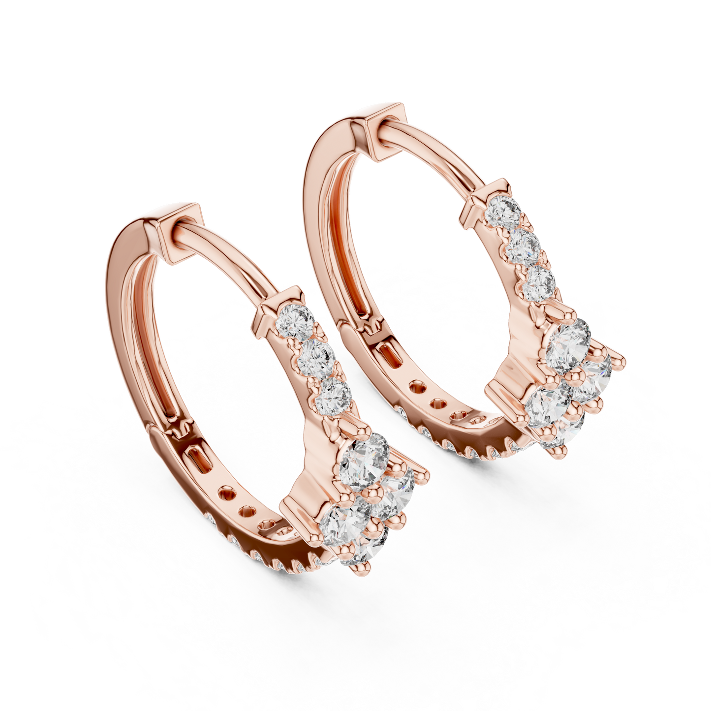 Diamond Rhombus Center Huggie Hoops in Gold - Radiant Cluster Earrings