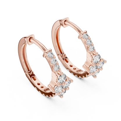 Diamond Rhombus Center Huggie Hoops in Gold - Radiant Cluster Earrings