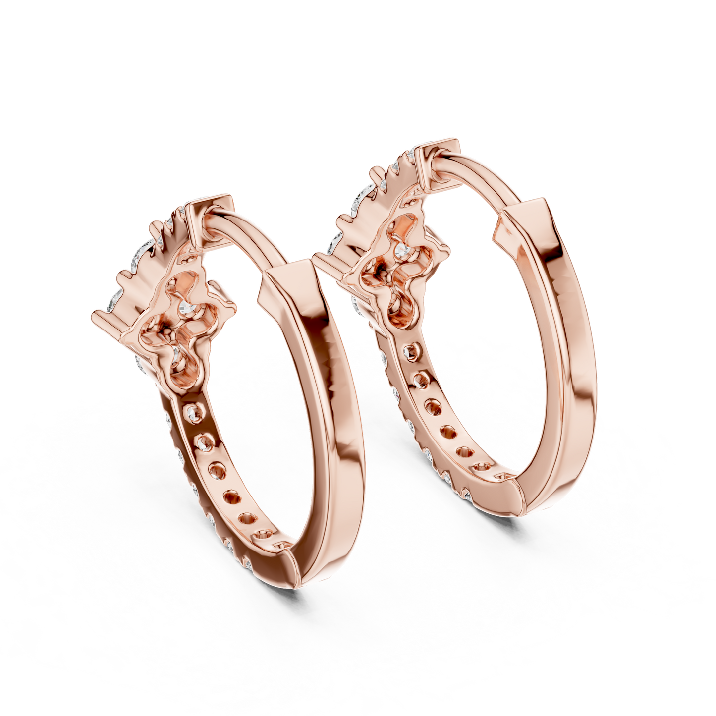 Diamond Rhombus Center Huggie Hoops in Gold - Radiant Cluster Earrings