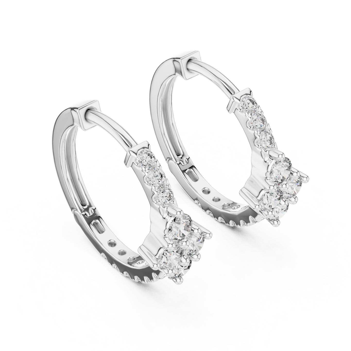 Diamond Rhombus Center Huggie Hoops in Gold - Radiant Cluster Earrings