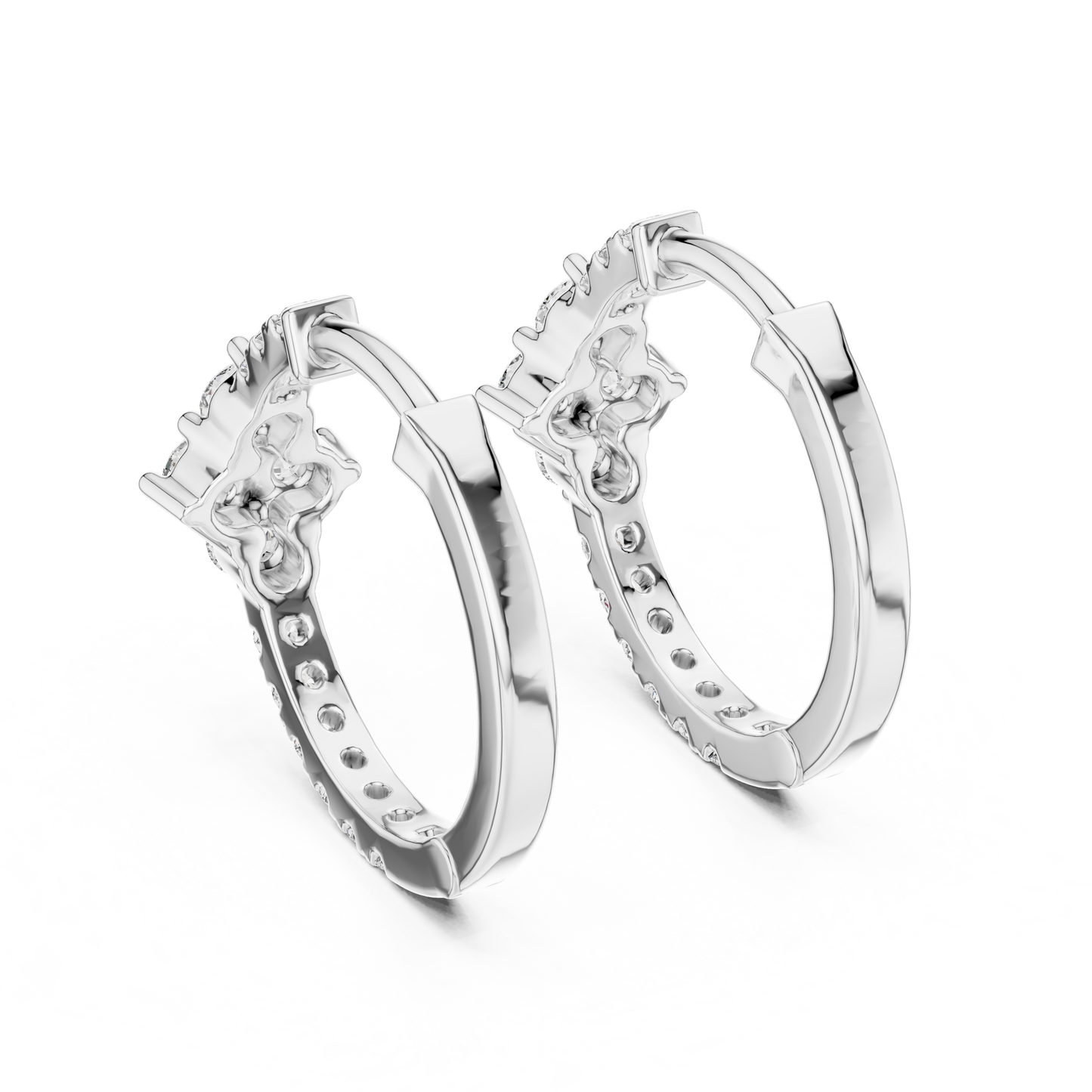 Diamond Rhombus Center Huggie Hoops in Gold - Radiant Cluster Earrings