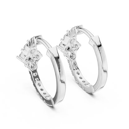 Diamond Rhombus Center Huggie Hoops in Gold - Radiant Cluster Earrings