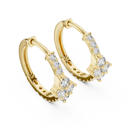 Diamond Rhombus Center Huggie Hoops in Gold - Radiant Cluster Earrings