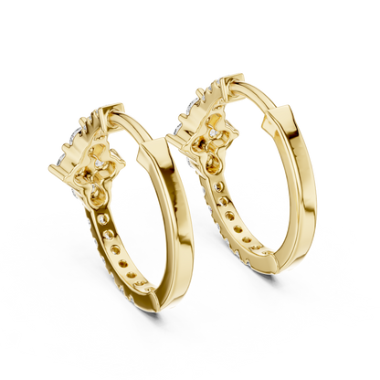 Diamond Rhombus Center Huggie Hoops in Gold - Radiant Cluster Earrings
