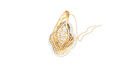 Floral Lattice Clover Pendant In Gold - 0.82 Ct Brilliant Cut Diamonds