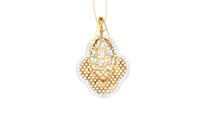 Floral Lattice Clover Pendant In Gold - 0.82 Ct Brilliant Cut Diamonds