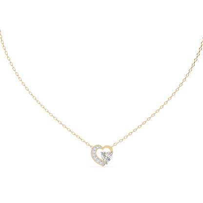 Heart-Shaped Diamond Pendant in Two-Tone Gold- 0.89 Ct